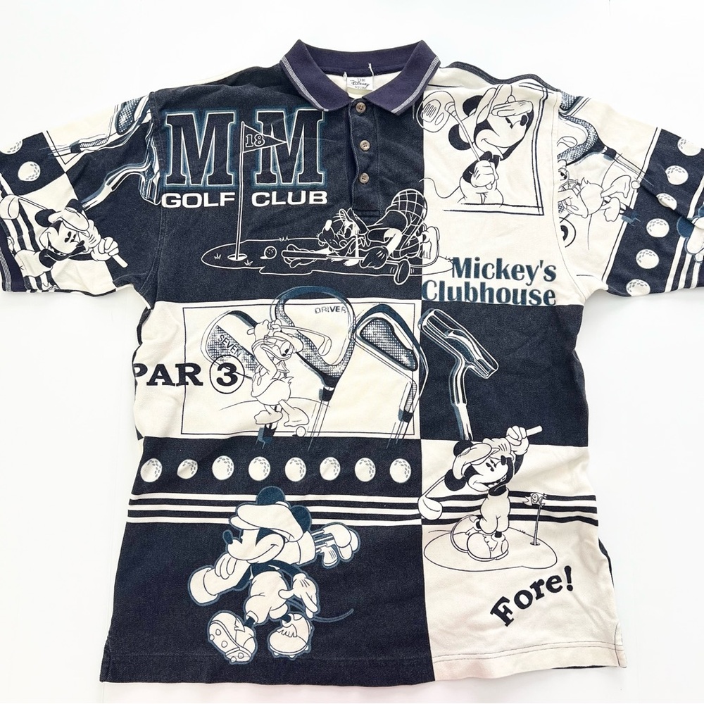 Vintage Disney Mickey Mouse Golf‎ Polo Short Sleeve Collared Shirt Size L
